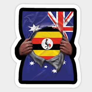 Uganda Flag Australian Flag Ripped - Gift for Ugandan From Uganda Sticker